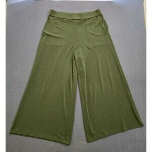 Susan Graver Women XS Green Liquid Knit Pull-on Culotte Pants
